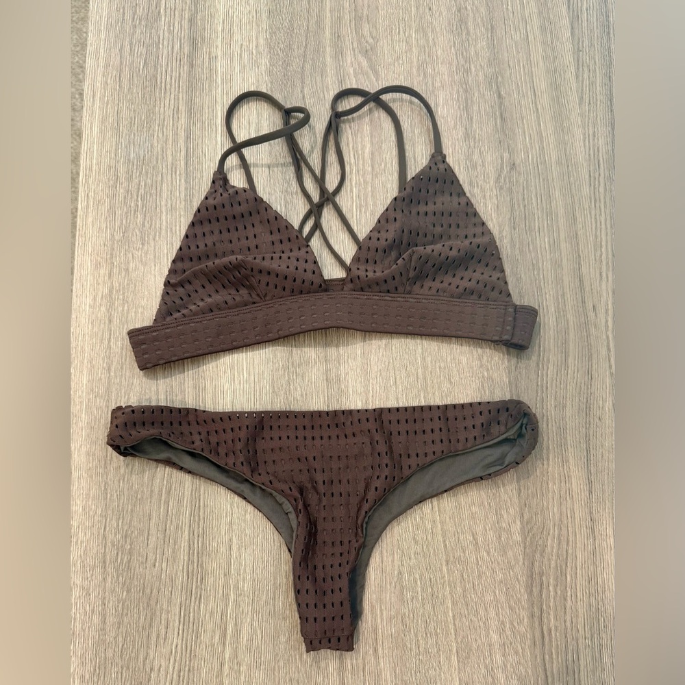 Acacia Swimwear Brown Textured Bikini